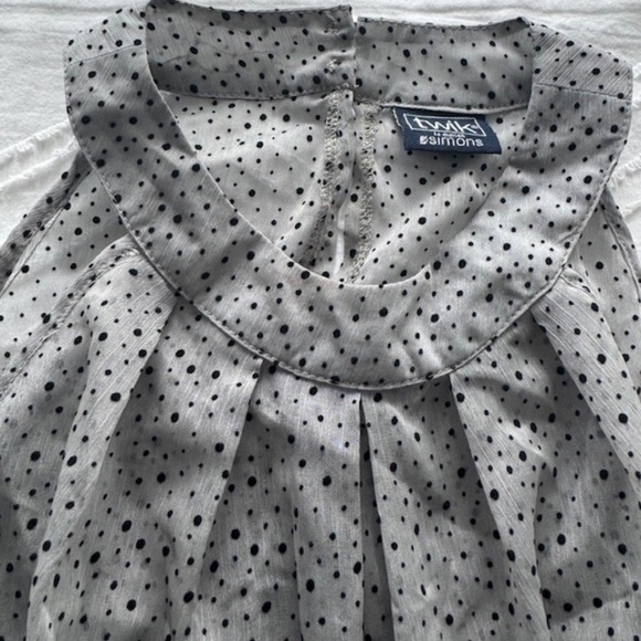 Twik - Chiffon Cami Grey & Black Velvet Polka Dots - M - Picture 4 of 5